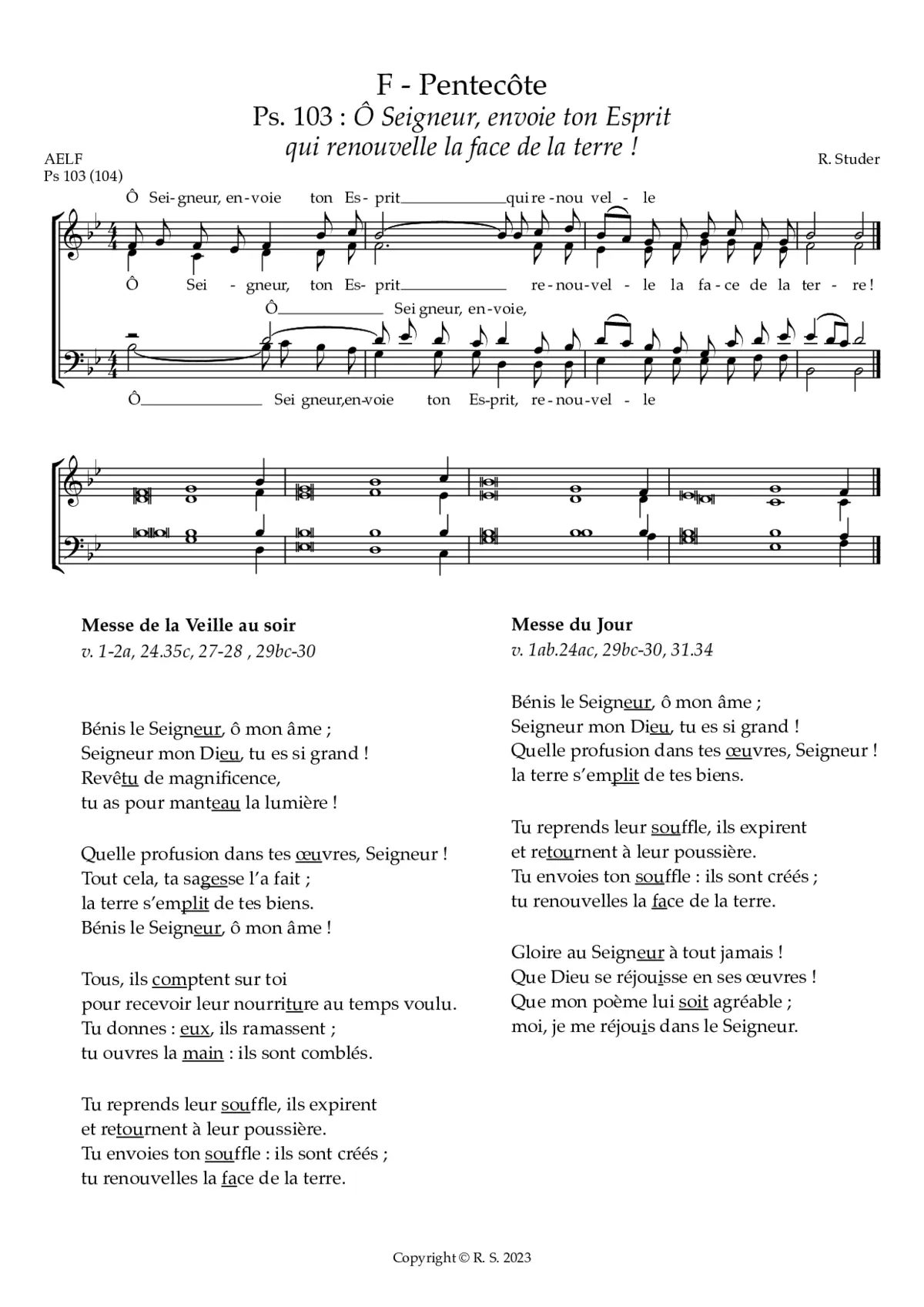 F - Pentecôte : Ps. 103 : O Seigneur, envoie ton Esprit - Page 1