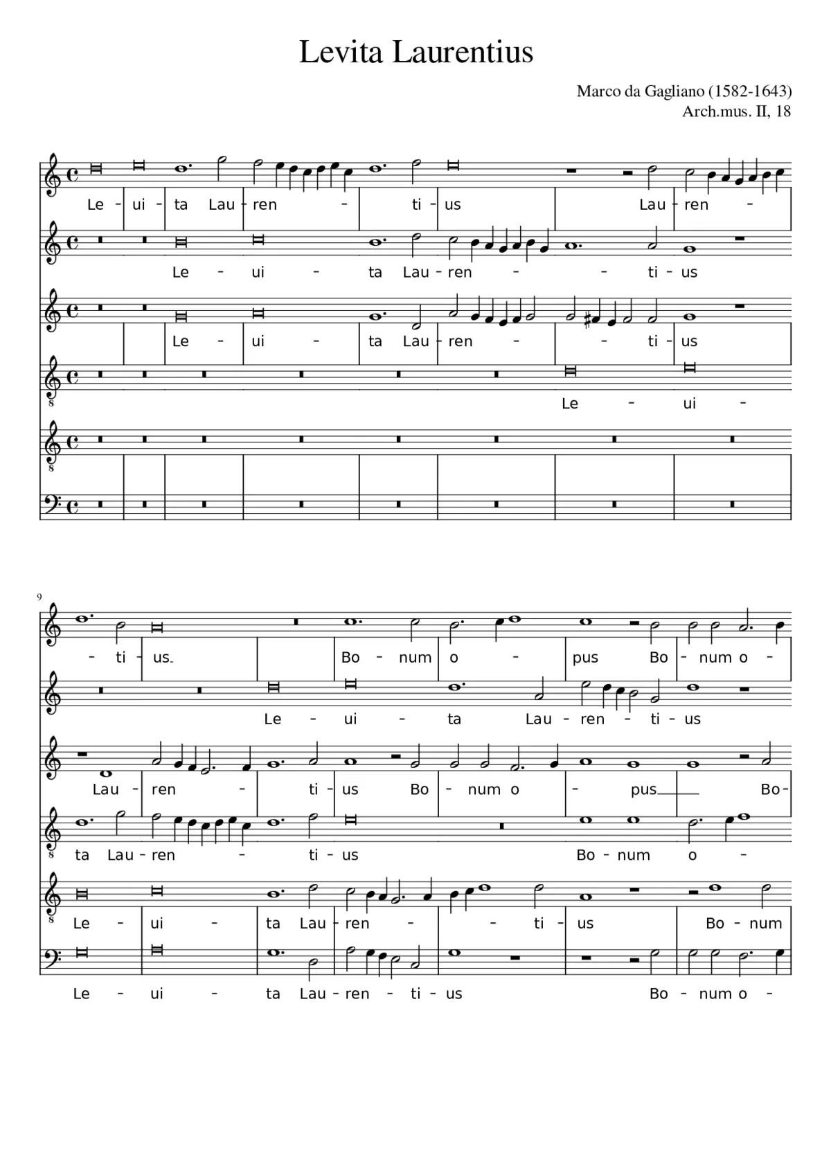 Levita Laurentius - Marco da Gagliano - Page 1