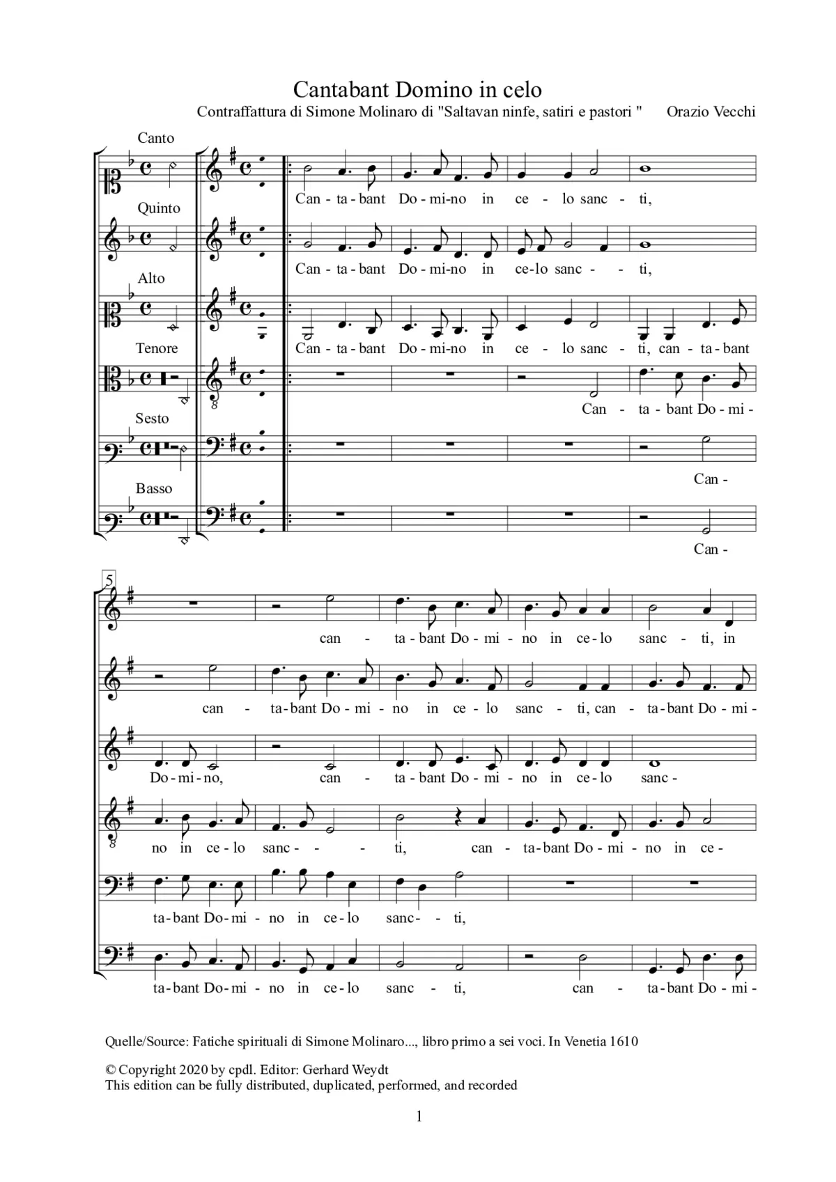 Cantabant Domino in celo - Page 1