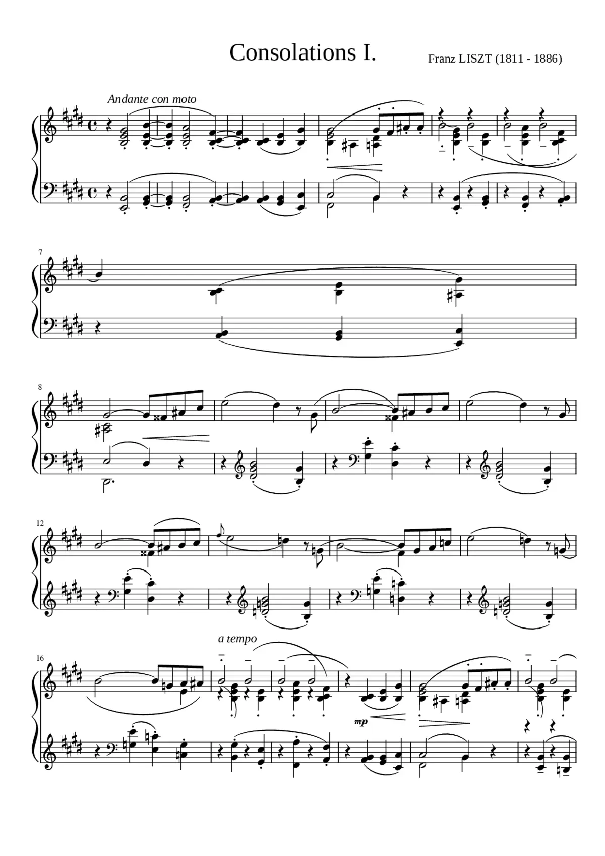 Consolations S.172 - Page 1