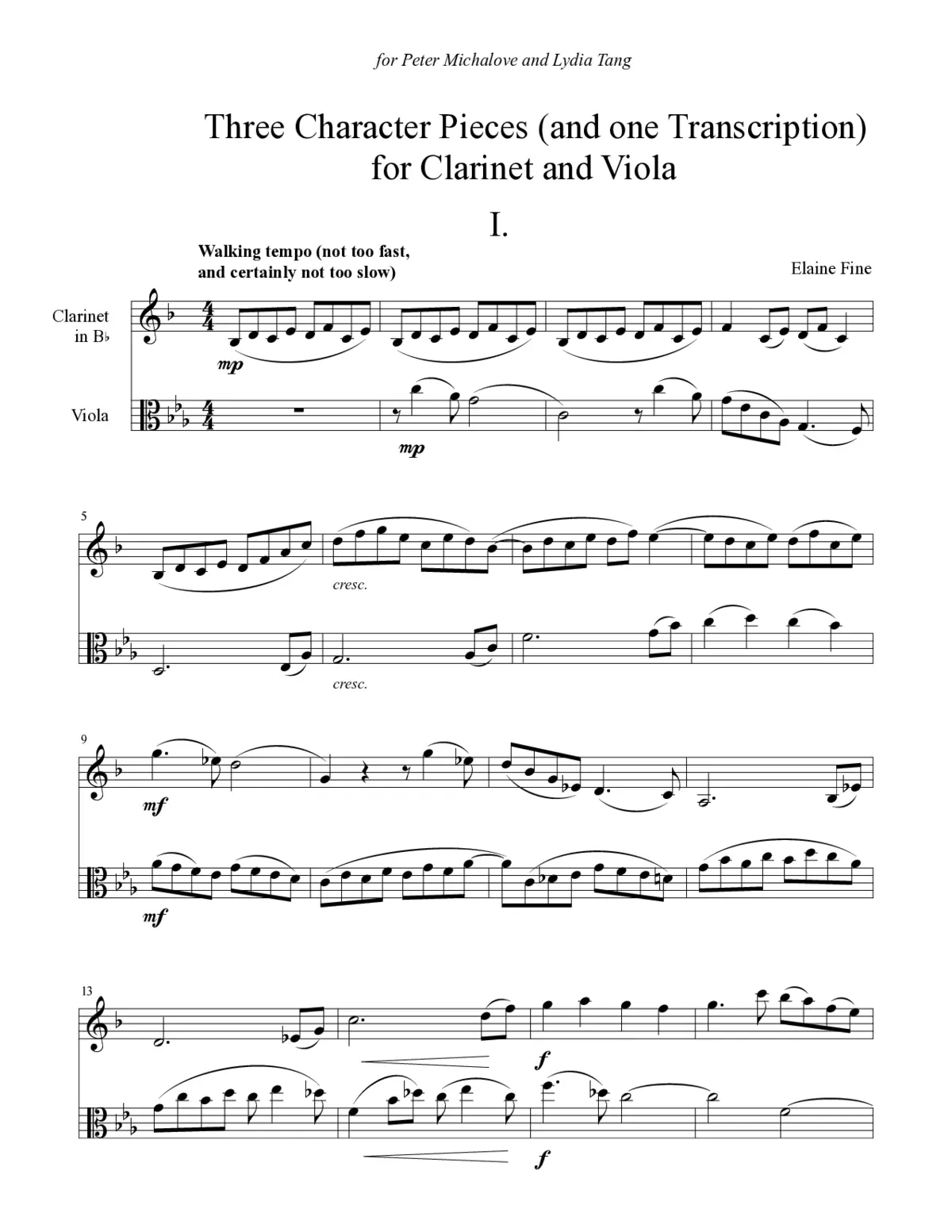 Three Character Pieces (and one Transcription) for Clarinet and Viola - Page 1