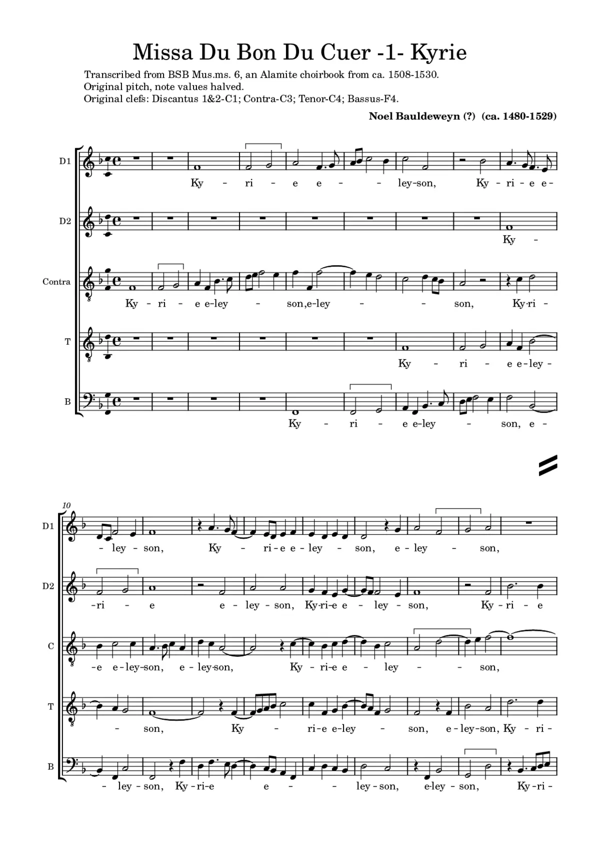Missa Du bon du cuer - Page 1