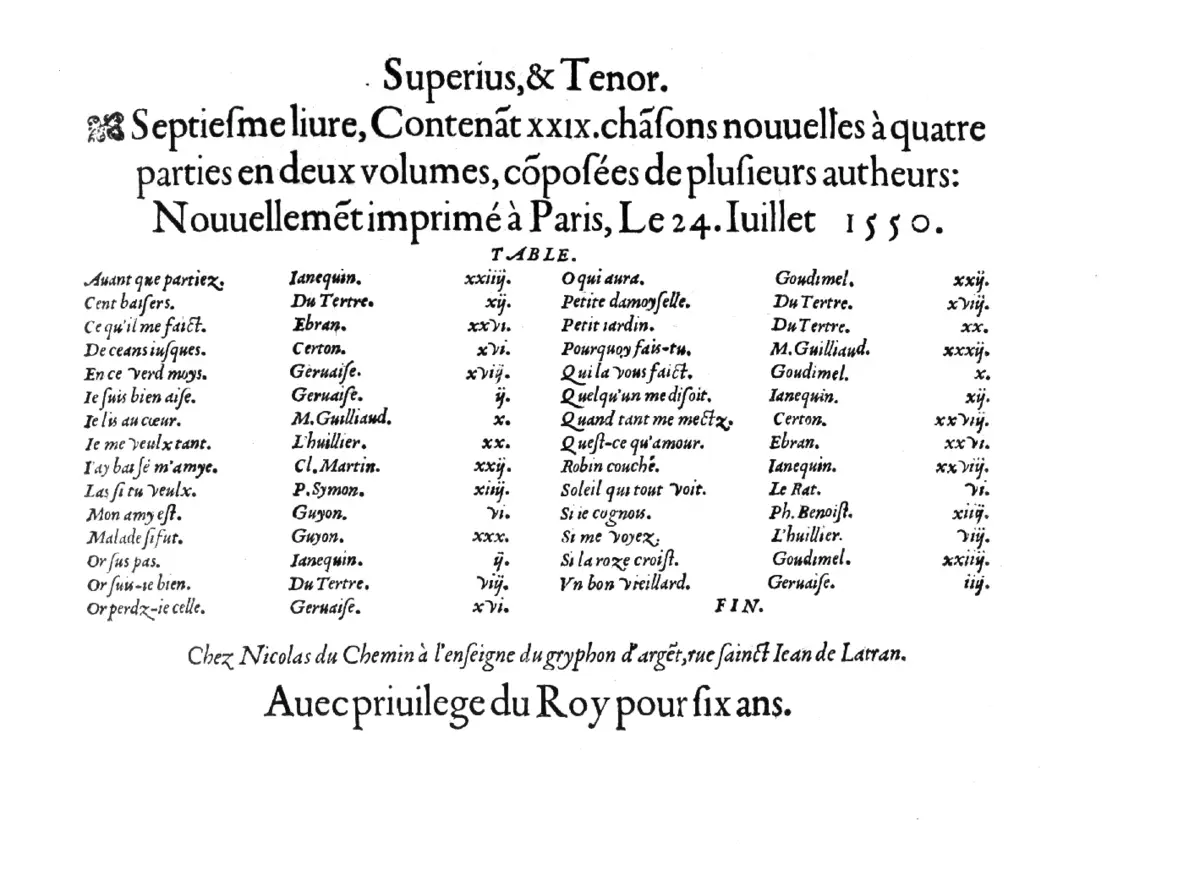 29 Chansons nouvelles, Livre 7 - Page 1