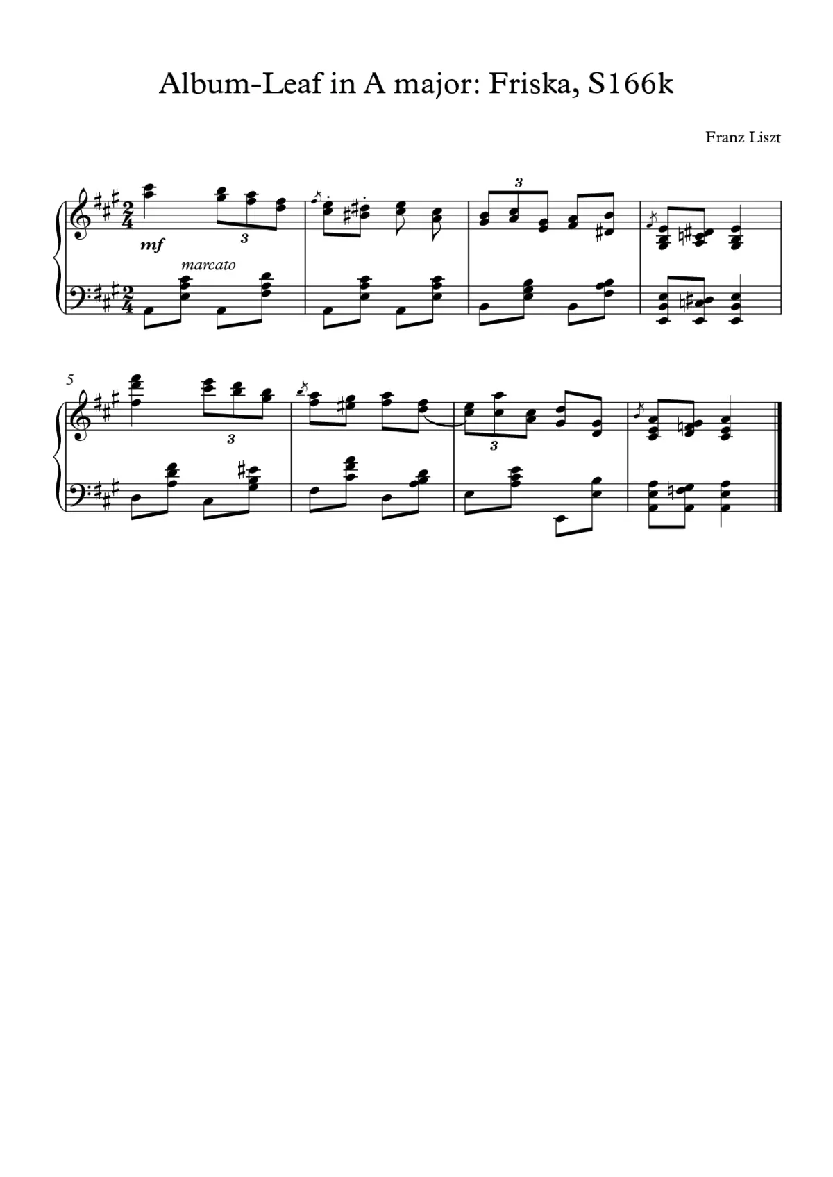 Album-Leaf in A major 'Friska' - Page 1