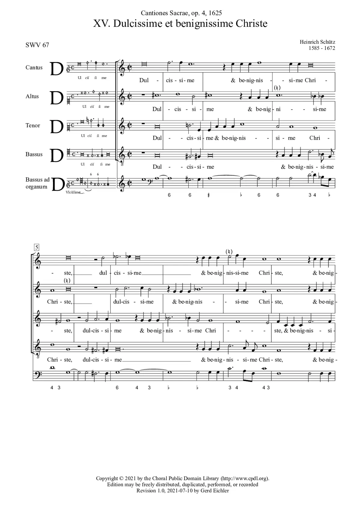 Dulcissime et benignissime Christe, SWV 67 - Page 1