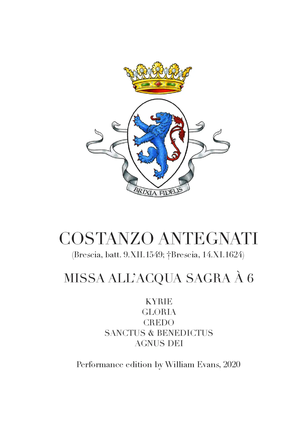 Missa All'acqua sagra à 6 - Page 1