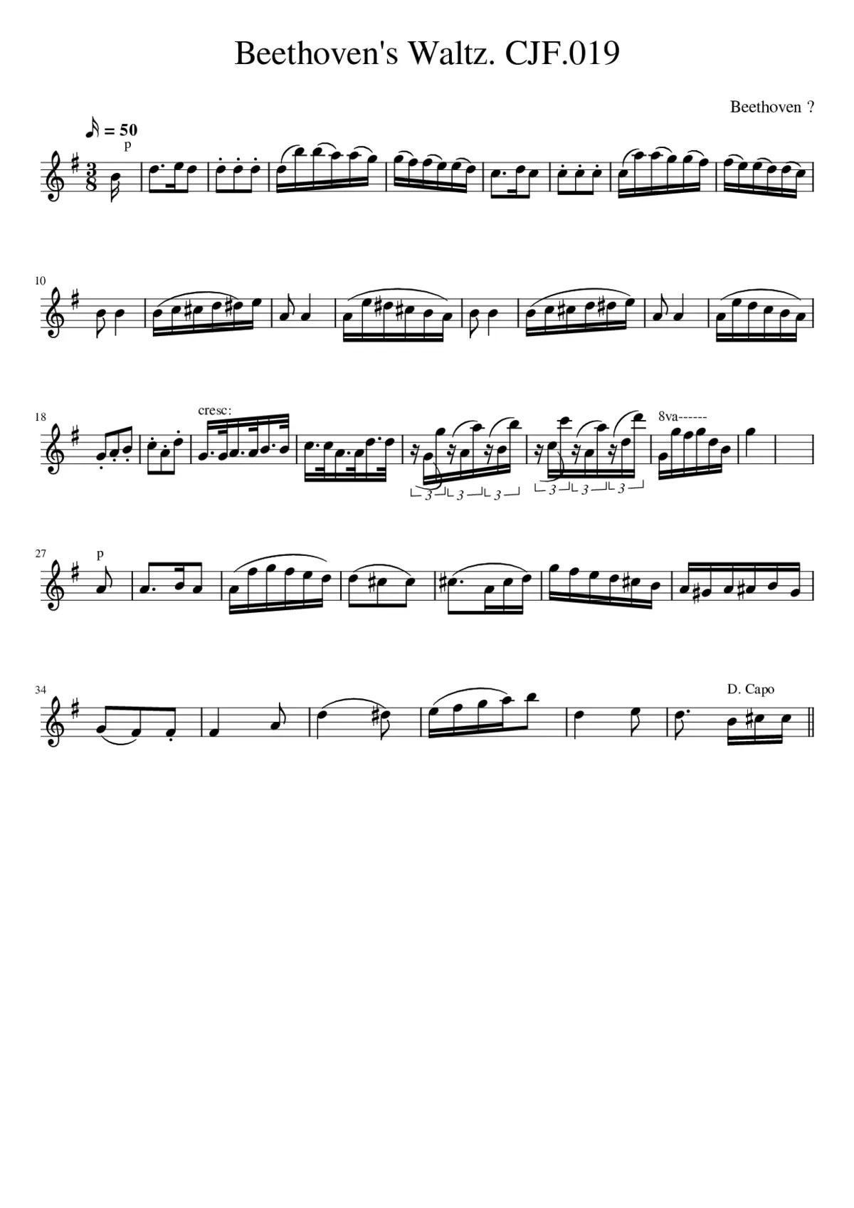 Beethoven's Waltz. CJF.019 - Page 1