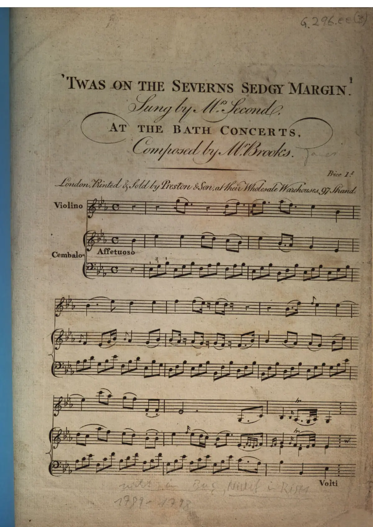 'Twas on the Severn's sedgy margin - Page 1