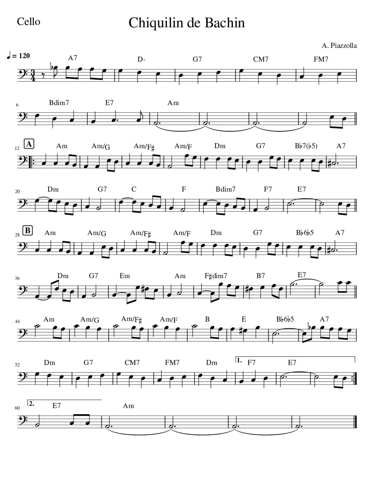 Chiquilin de Bachin Part Cello - Page 1
