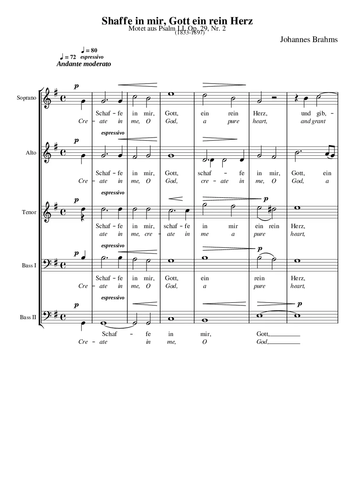 Schaffe in mir Gott ein rein Herz Op. 29 No. 2 - Page 1