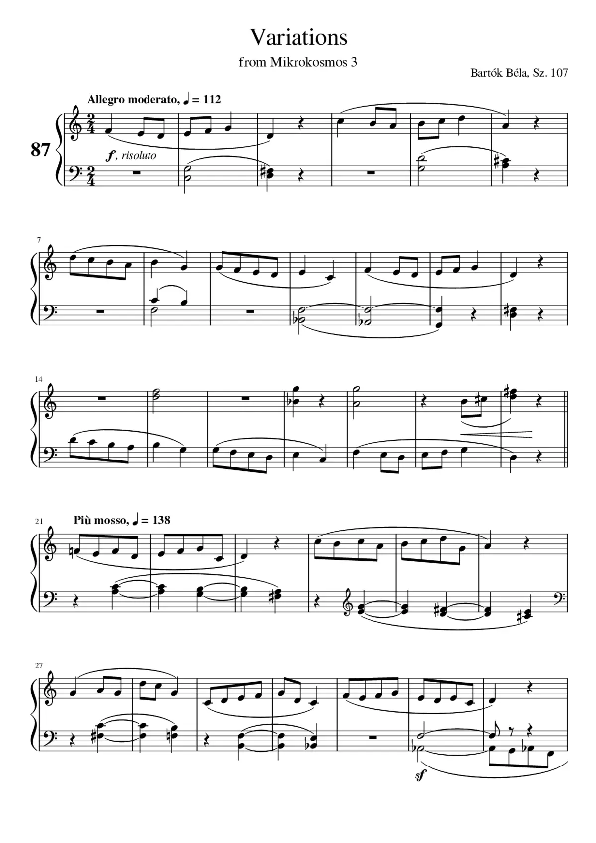Mikrokosmos Sz.107 - Page 1