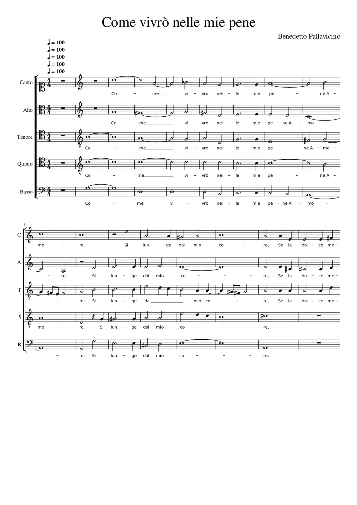 Come vivrò nelle mie pene - Page 1