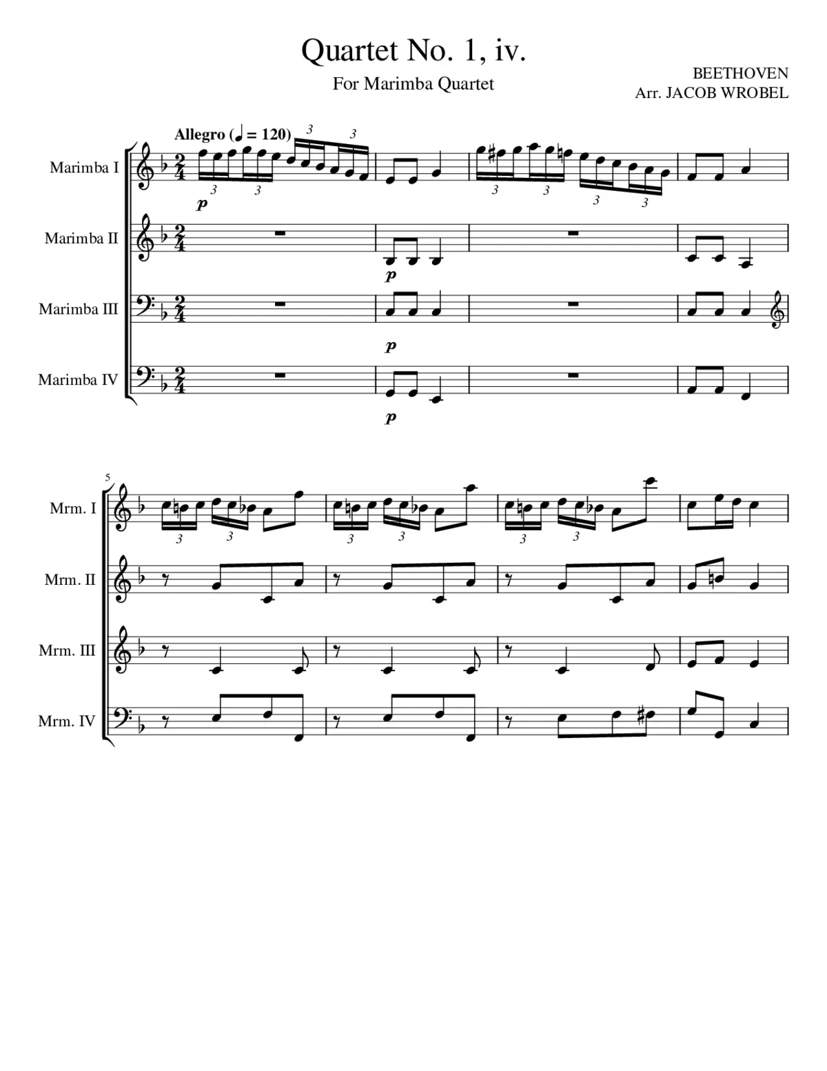 String Quartet No.1 Op.18 No.1 - Page 1