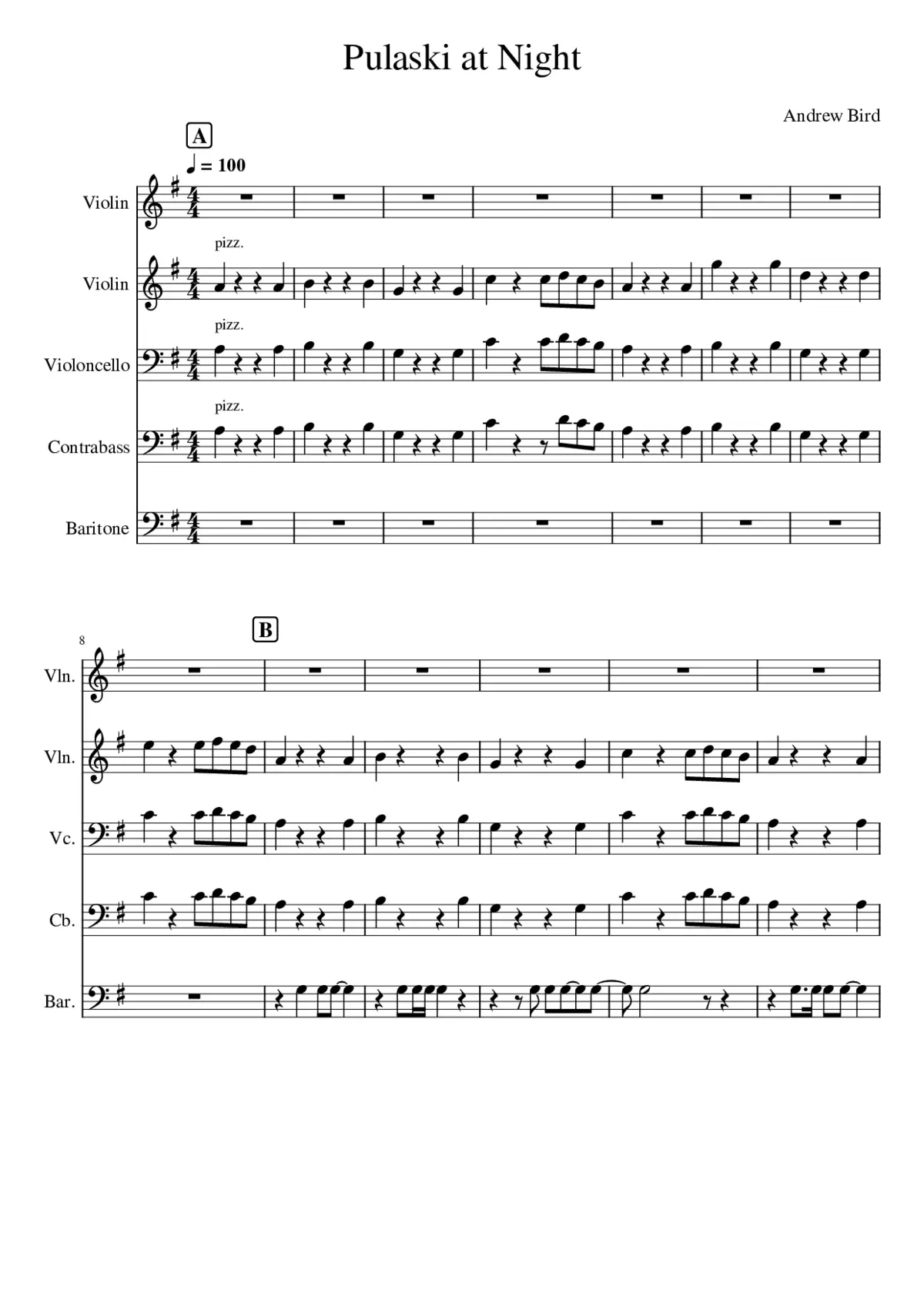 pulaski at night string quartet - Page 1