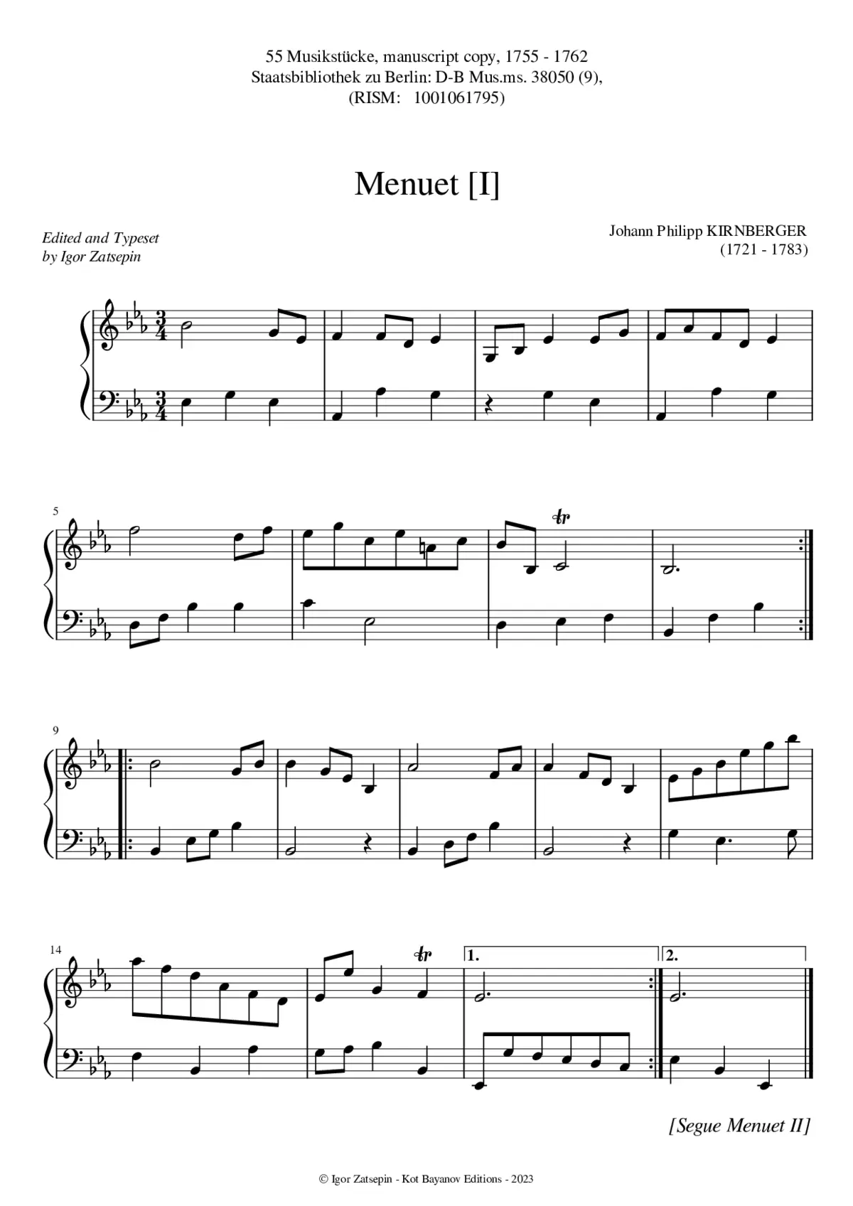 Menuets I & II in E-flat major - Page 1