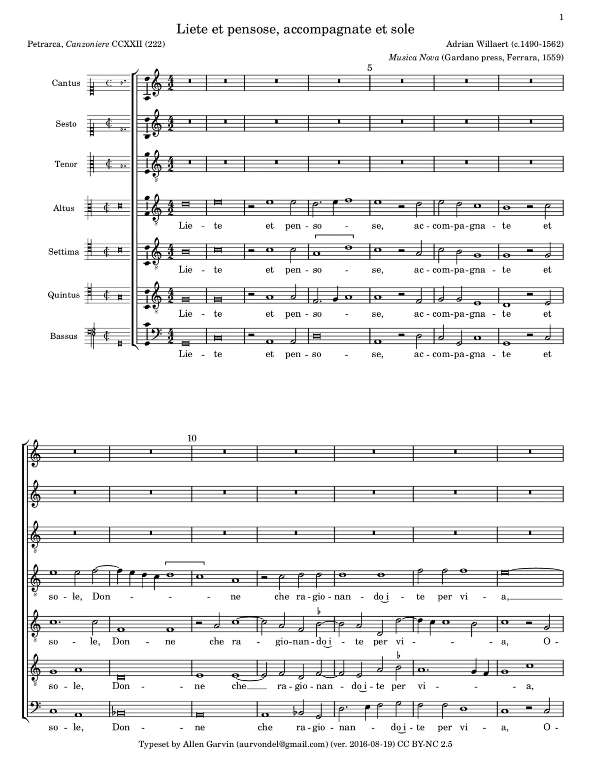 Liete et pensose, accompagnate et sole - Page 1