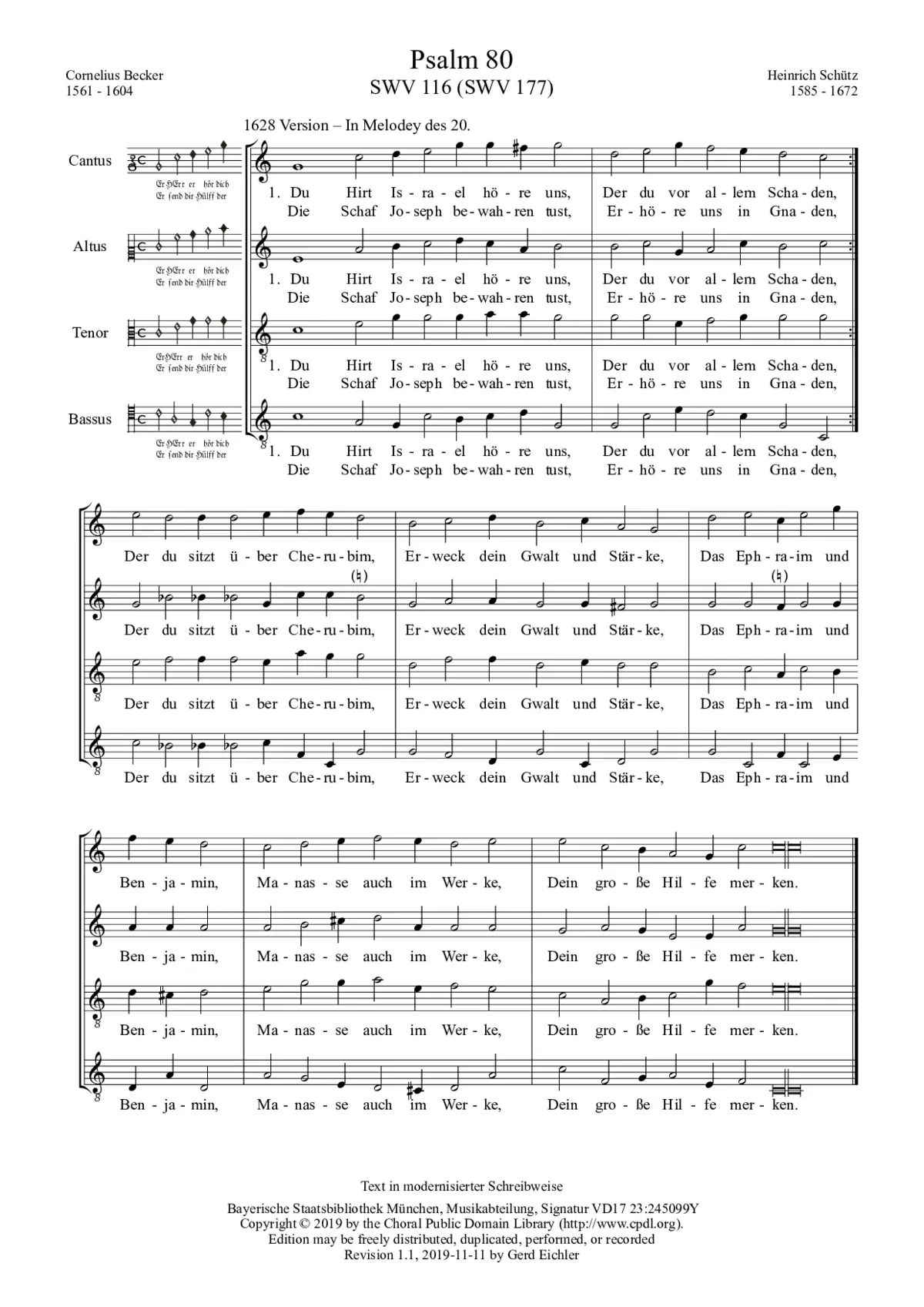 Du Hirt Israel, höre uns, SWV 177 - Page 1
