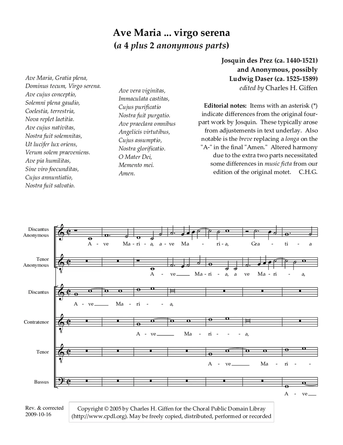 Ave Maria … Virgo serena, a 6 - Page 1