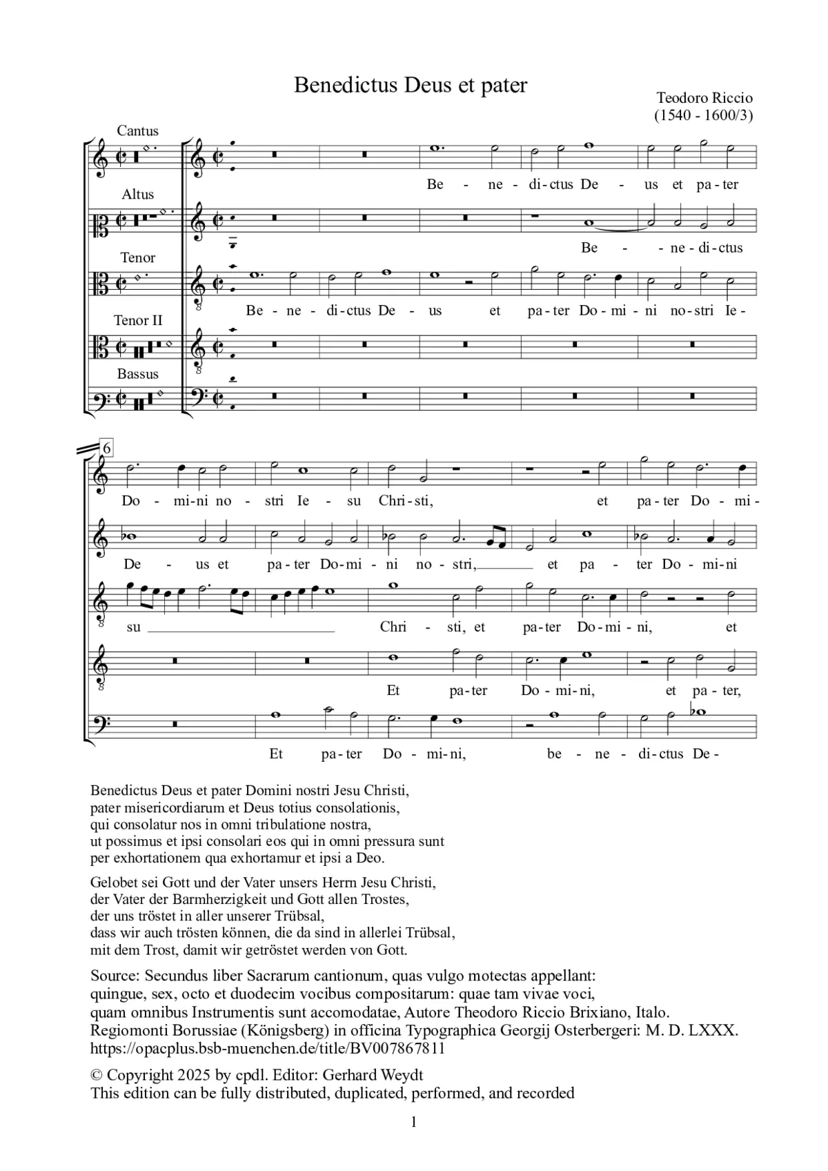 Benedictus Deus et pater - Page 1