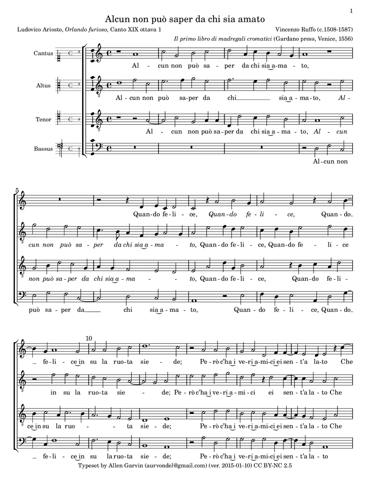 Alcun non può saper da chi sia amato - Page 1