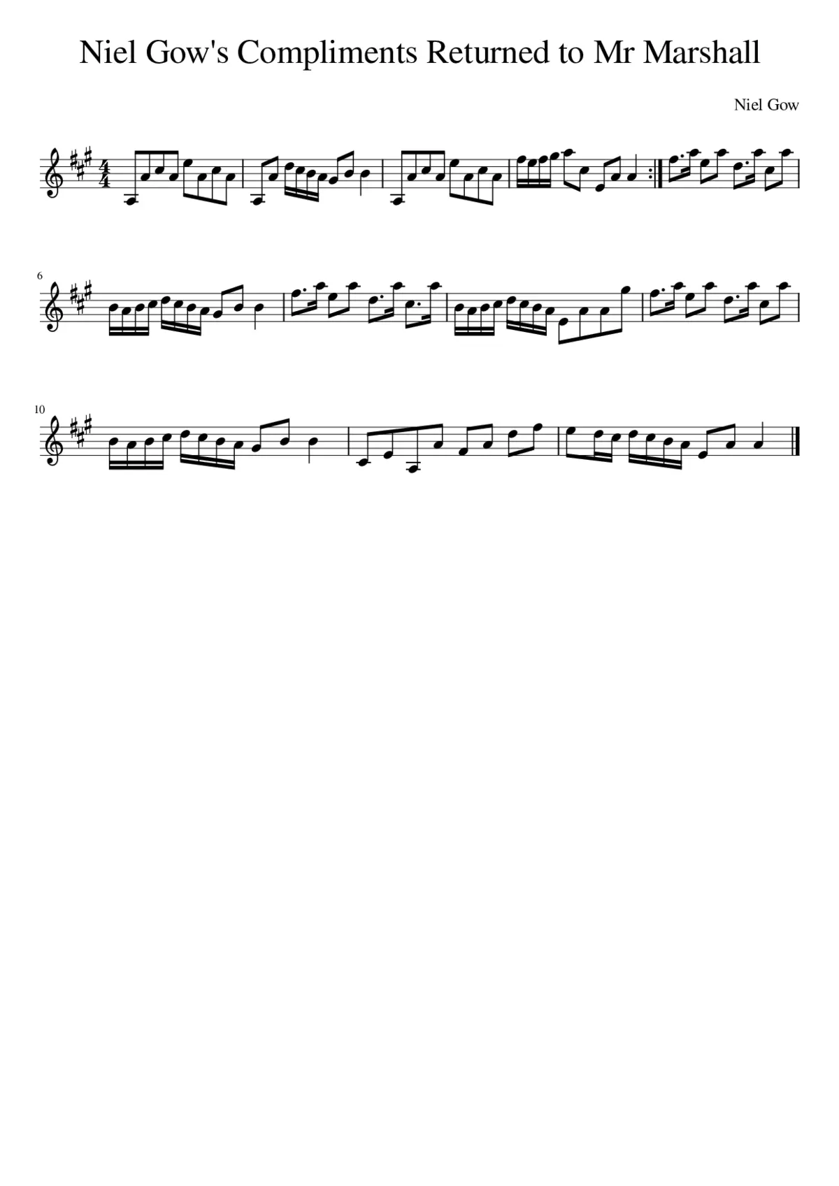 Niel Gow's Compliments Returned to Mr Marshall - Page 1