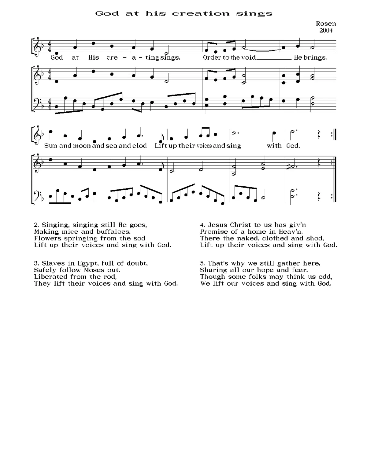 God at his creating sings - Page 1
