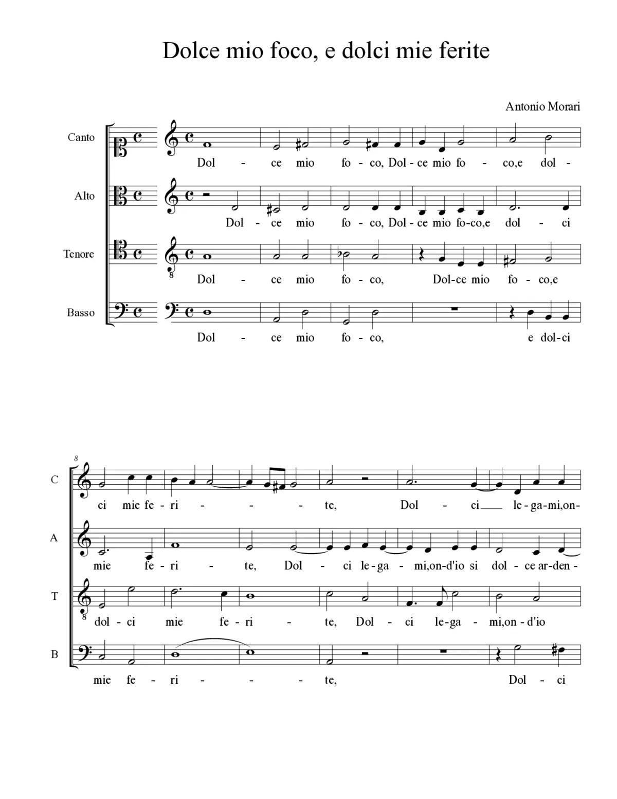 Dolce mio foco, e dolci mie ferite - Page 1