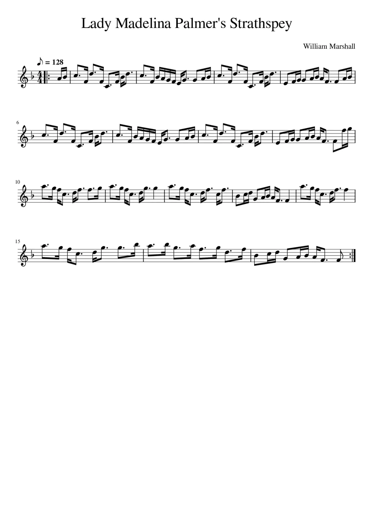 Lady Madelina Palmer's Strathspey - Page 1