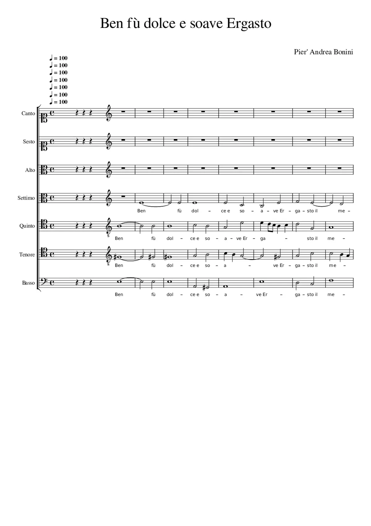 Ben fù dolce e soave Ergasto - Page 1