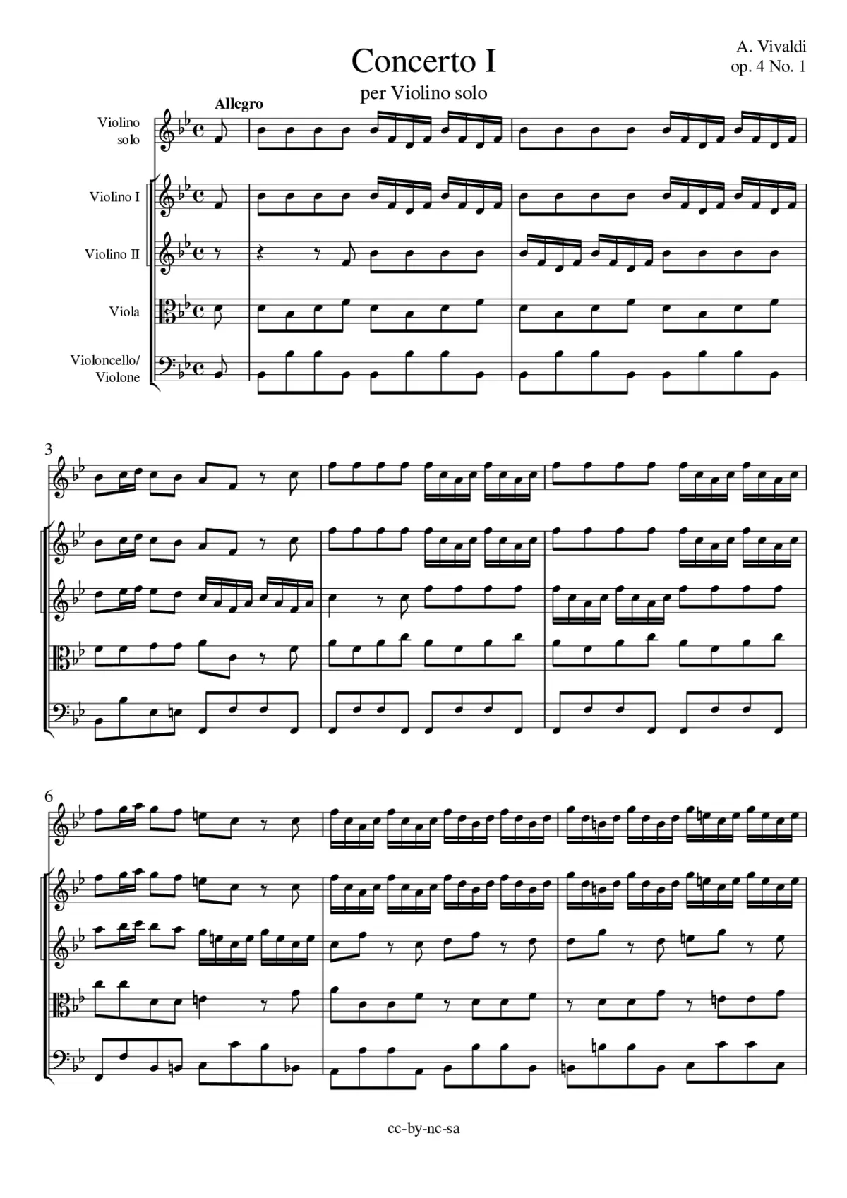 Violin Concerto in B-flat major - Page 1