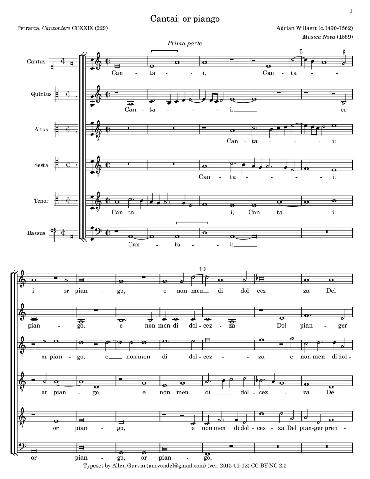 Cantai, or piango - Page 1