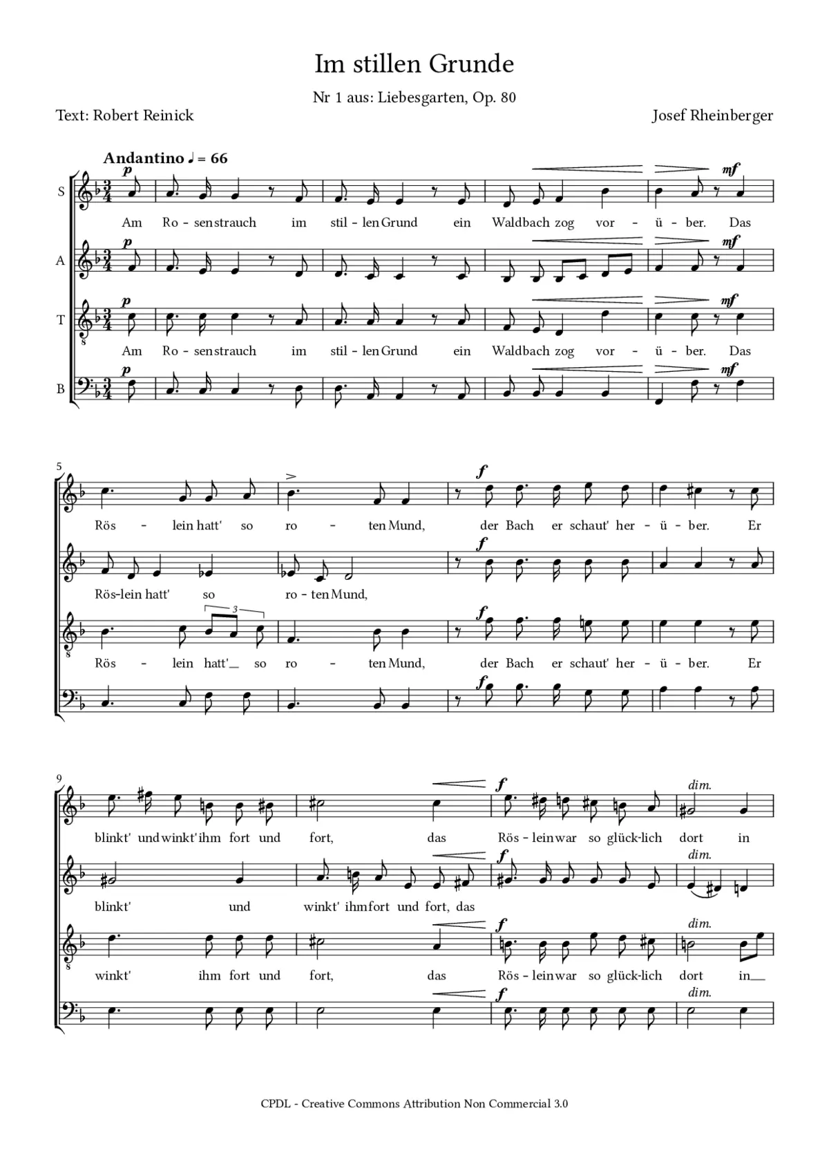 Im stillen Grunde, Op. 80, No. 1 - Page 1