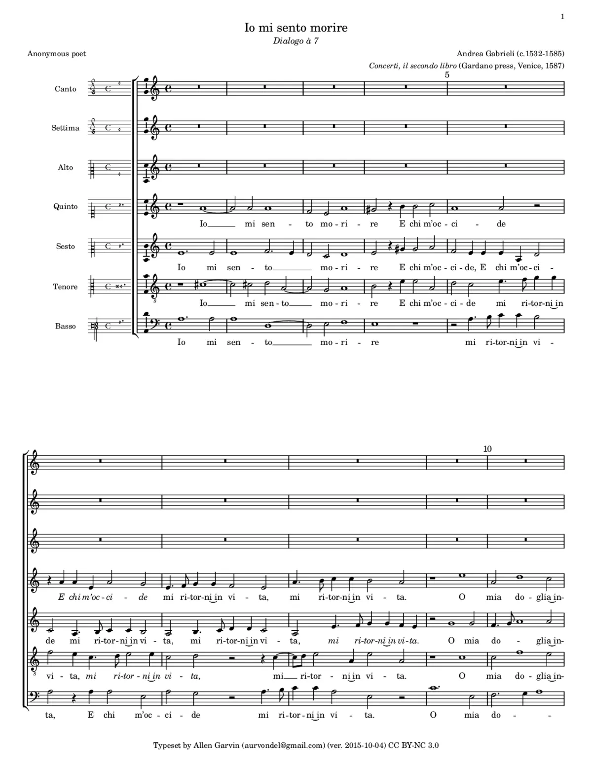Io mi sento morire (Dialogo à 7) - Page 1