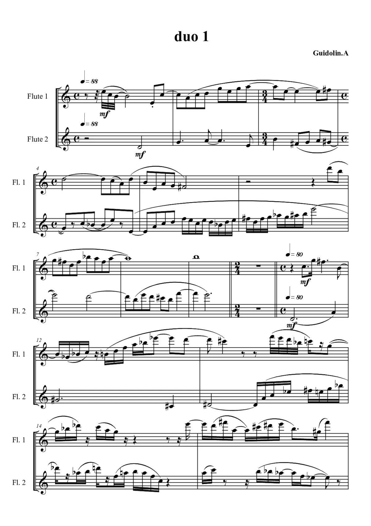 3 Duos for 2 Flutes - Page 1