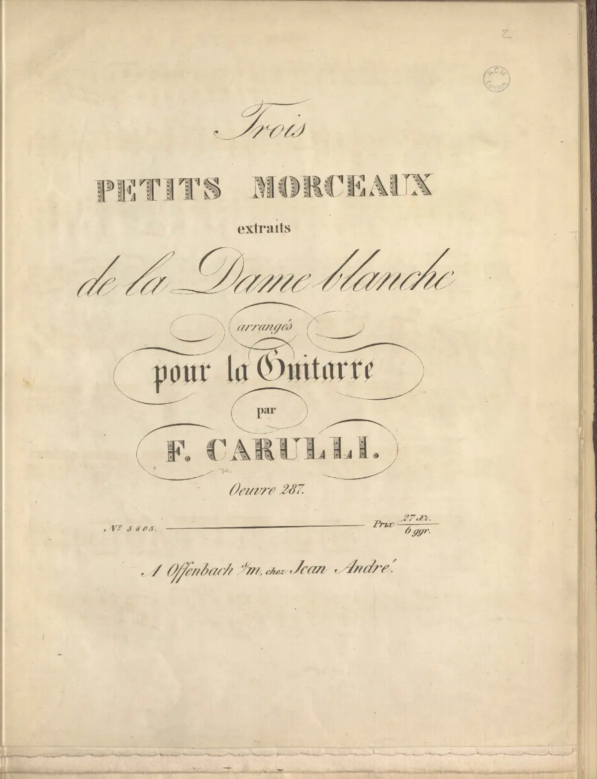 3 petits Morceaux de l'opéra " La dame blanche" - Page 1