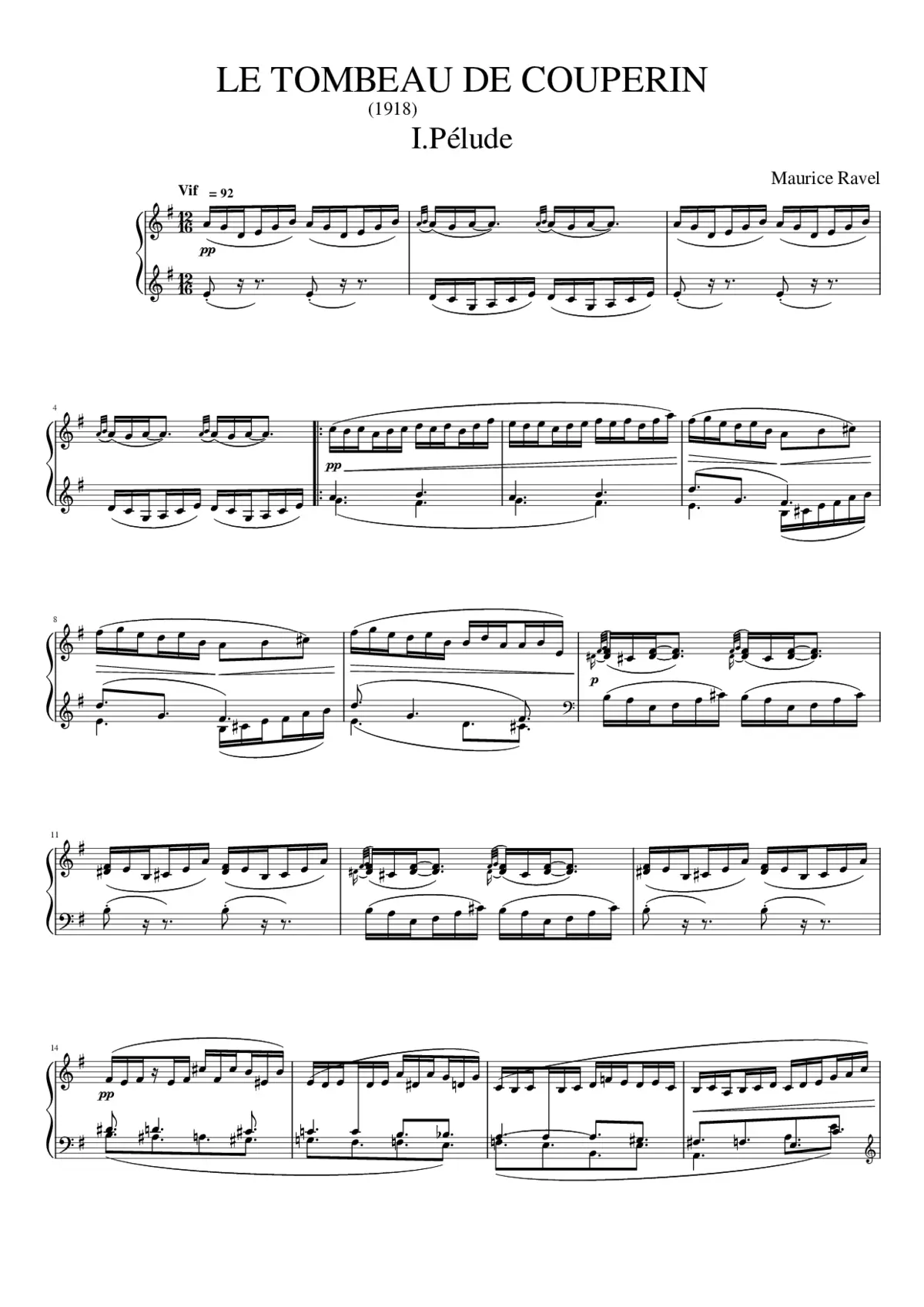 Le tombeau de Couperin (piano) - Page 1