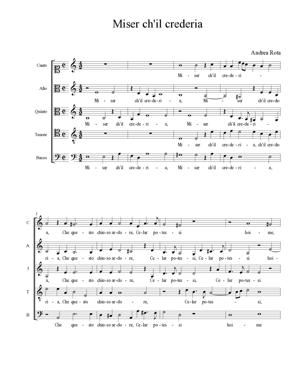 Miser ch'il crederia - Page 1