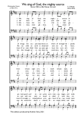 We sing of God, the mighty source