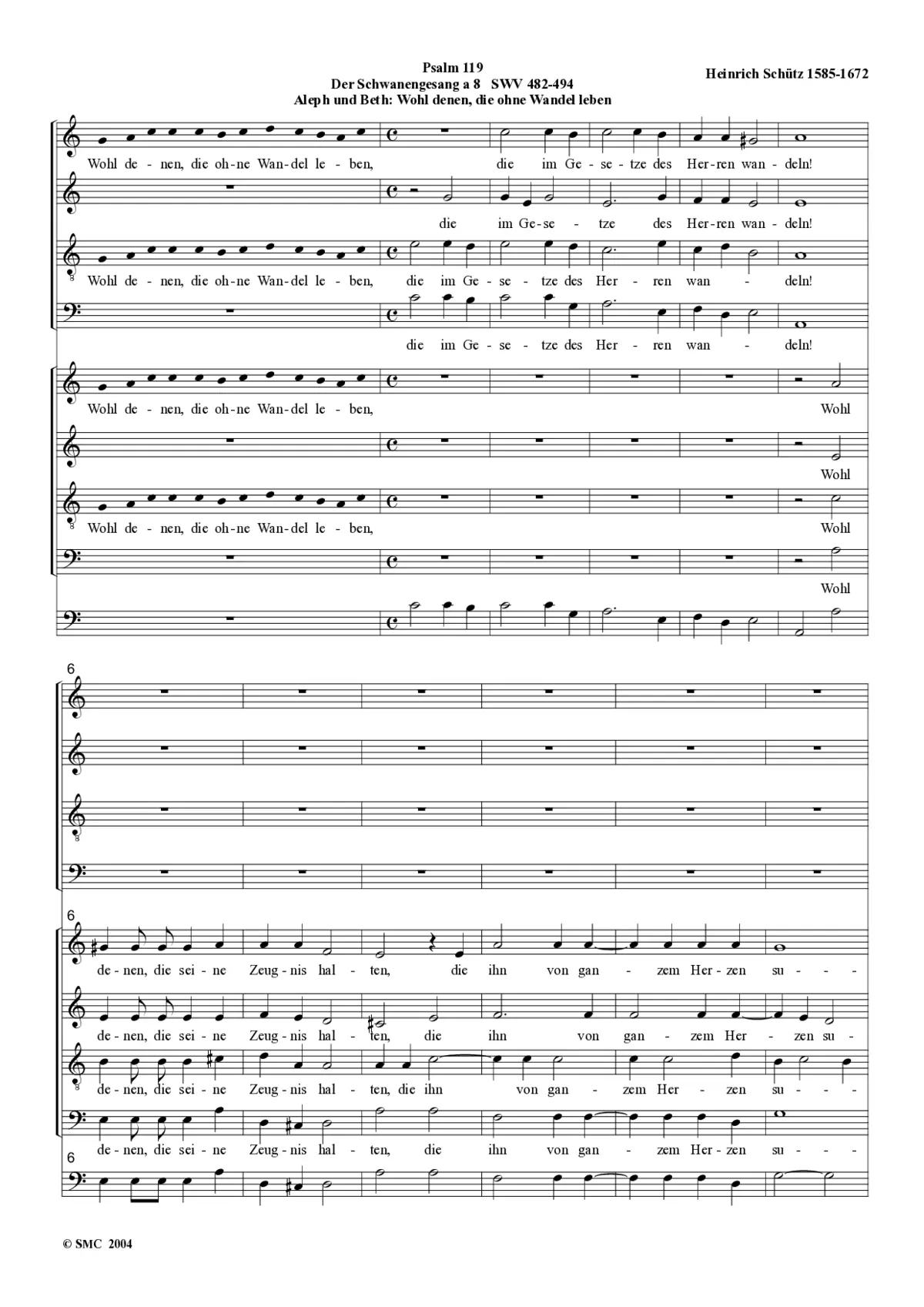 Der Schwanengesang a 8 (Aleph und Beth: Wohl denen, die Ohne Wandel leben) - Page 1