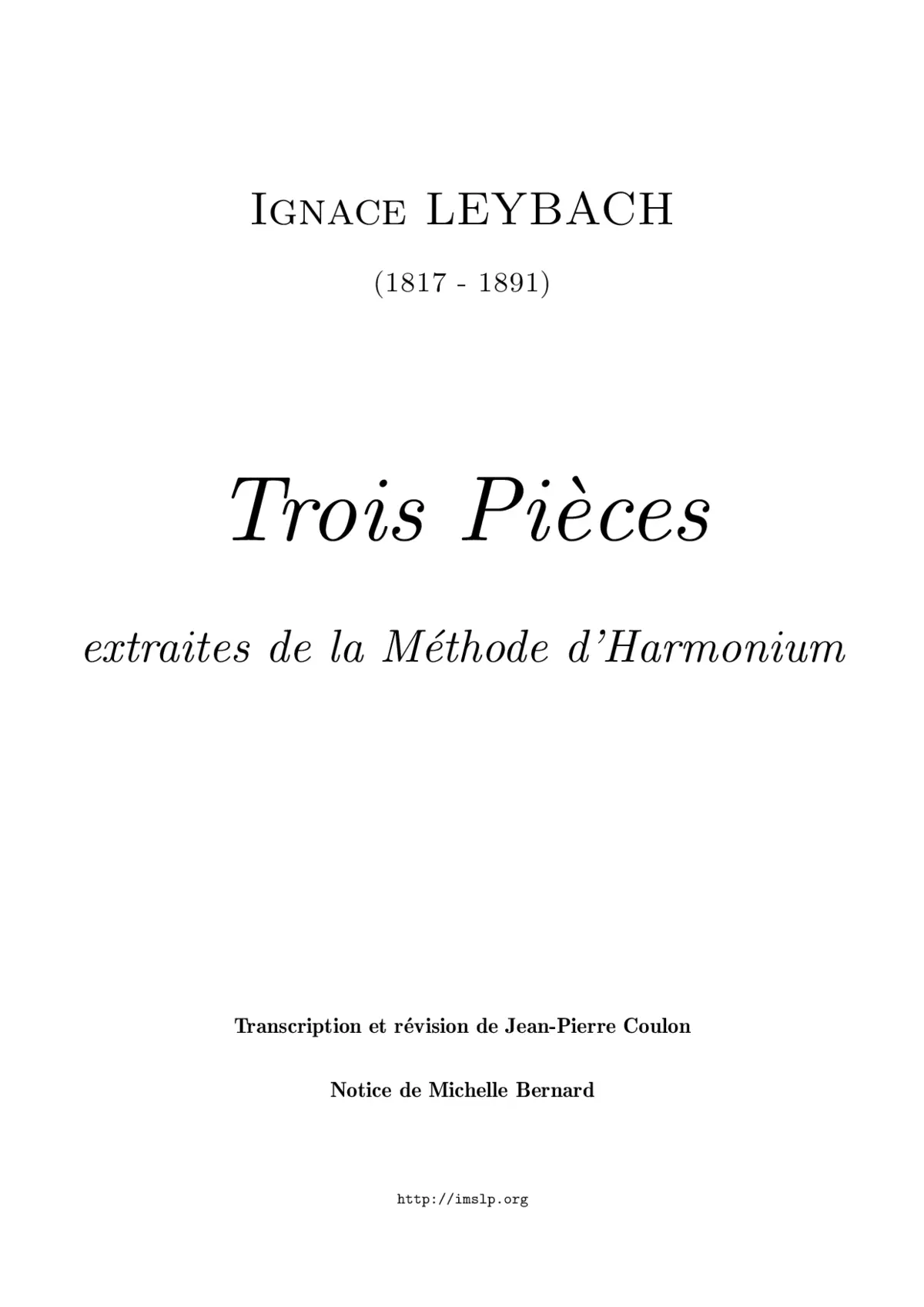3 Pièces for harmonium - Page 1