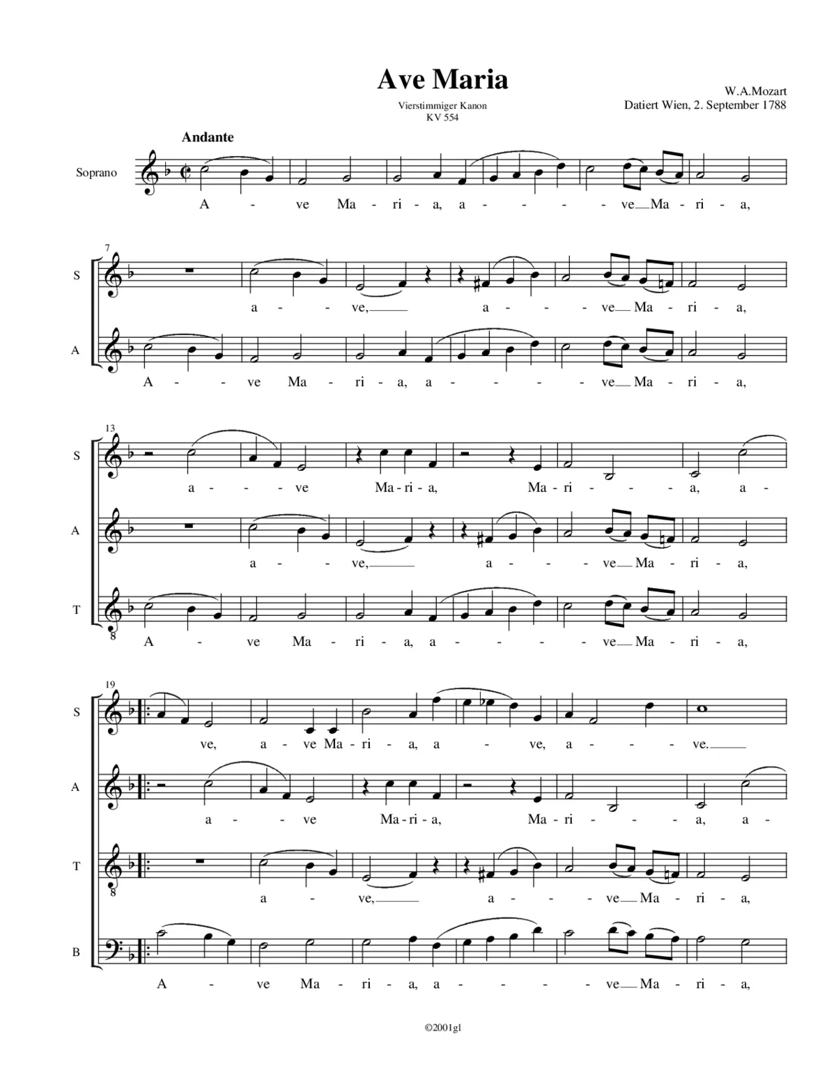 Ave Maria, KV 554 - Page 1