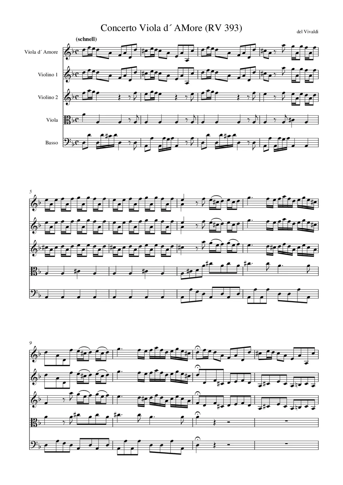 Concerto for Viola d'Amore in D minor - Page 1