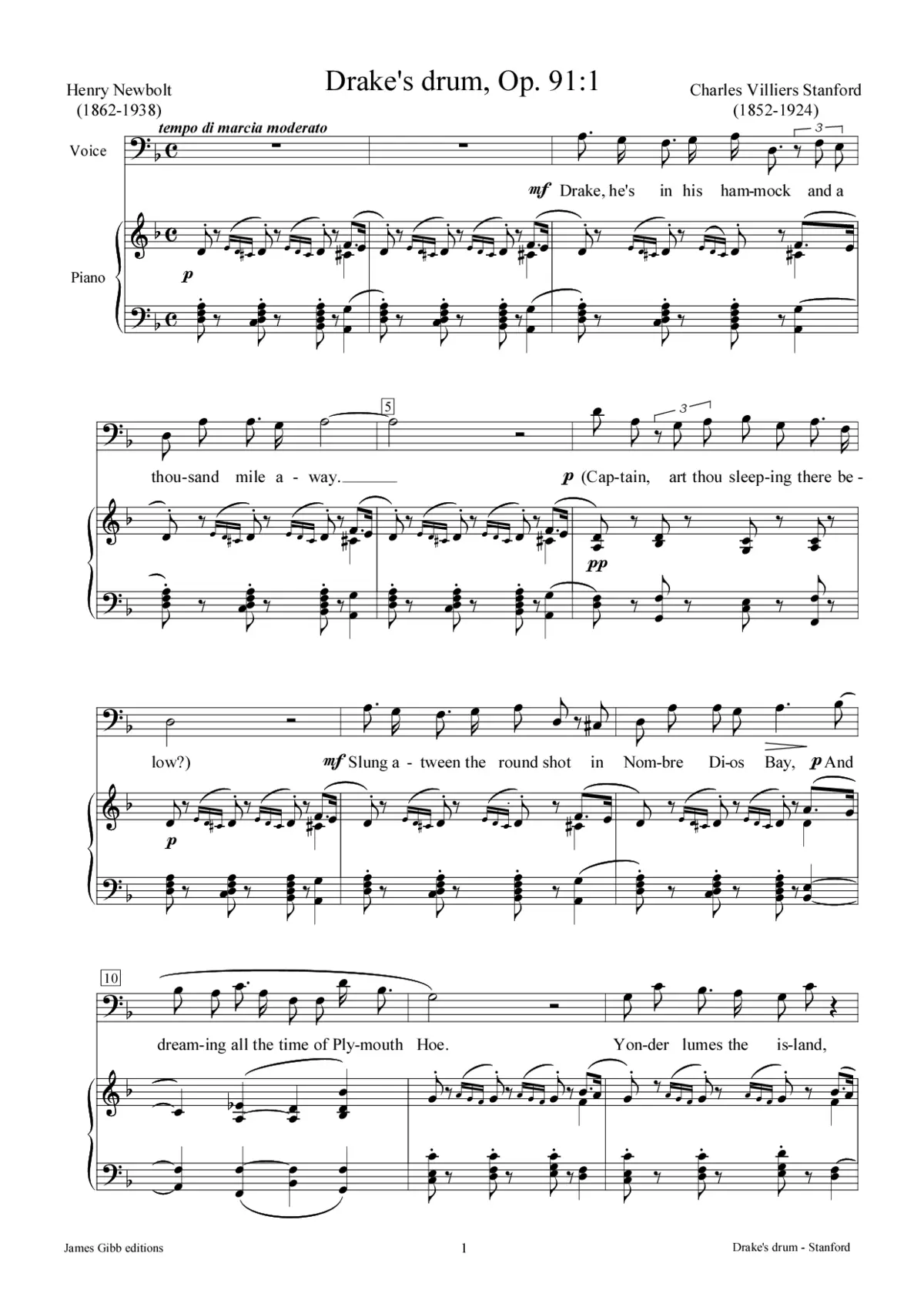 Drake's Drum, Op. 91:1 - Page 1