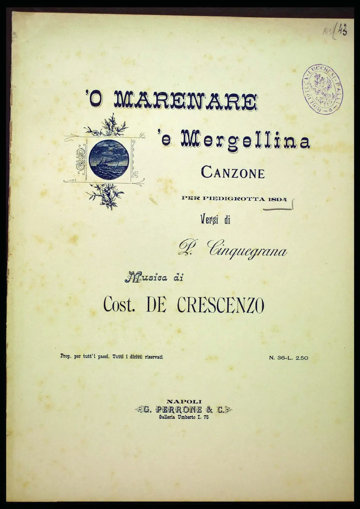 'O marenare 'e Mergellina - Page 1