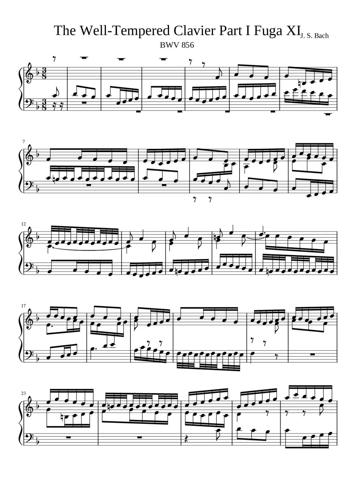 Prelude and Fugue in F major BWV 856 - Page 1