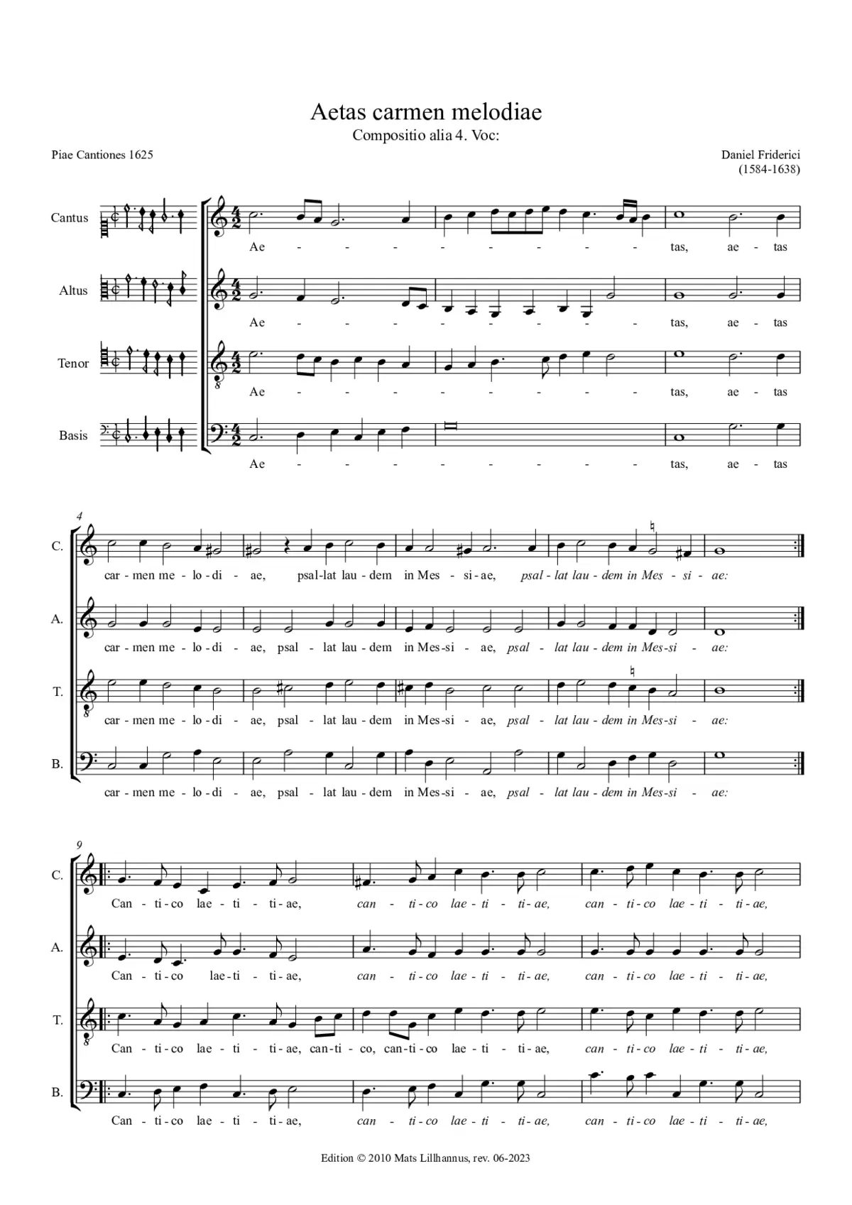 Aetas Carmen Melodiae (à 4) - Page 1