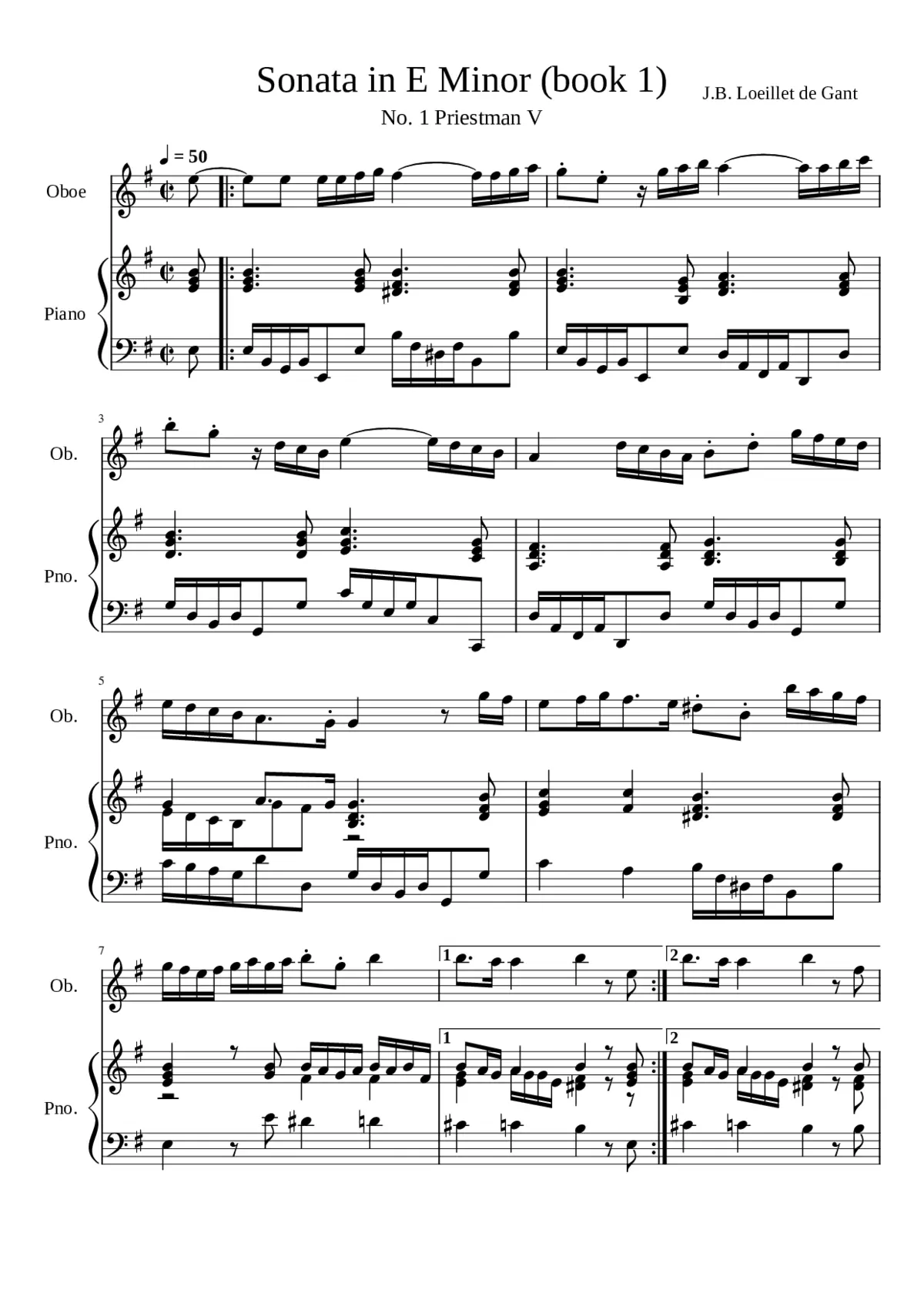 Sonata in E minor (Loeillet) - Page 1