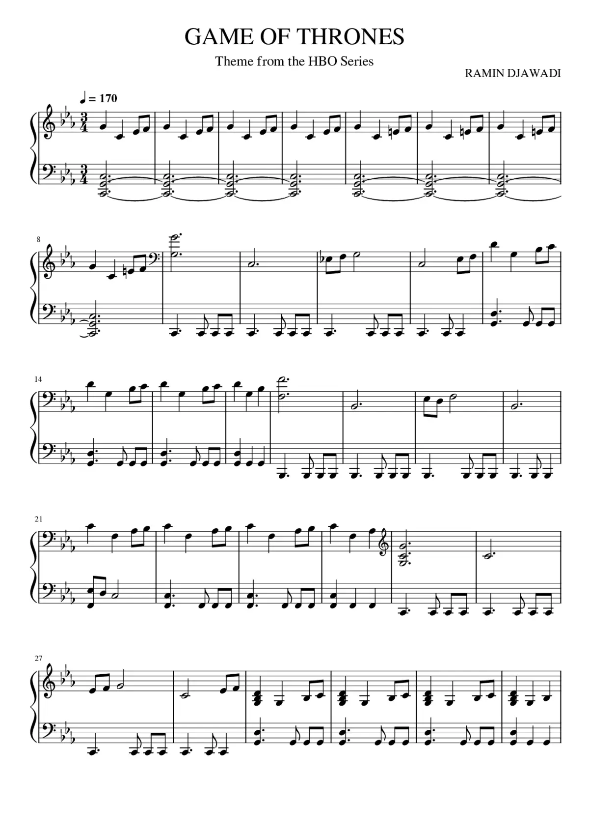 Game Of Thrones Theme - Page 1