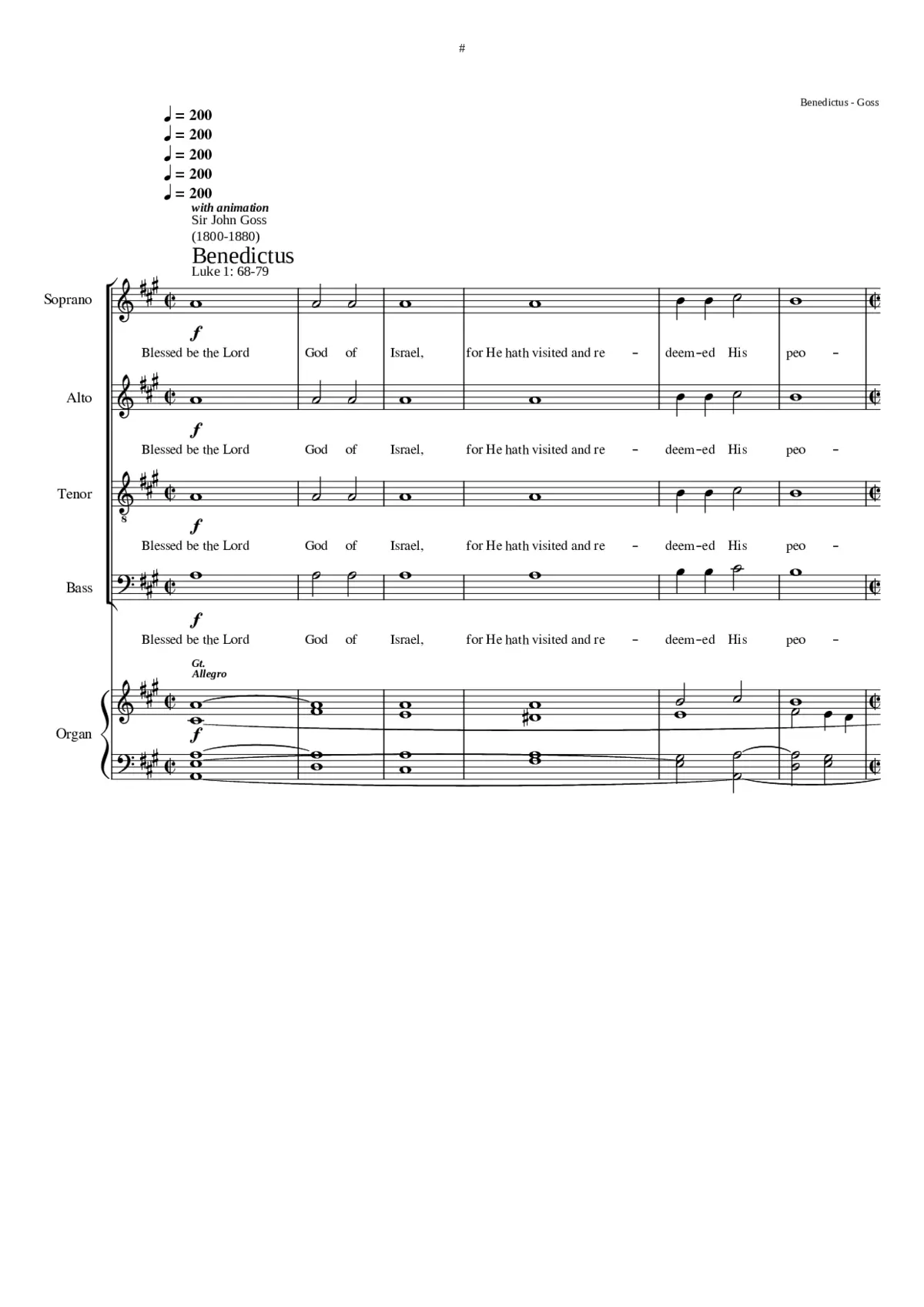 Benedictus in A - Page 1