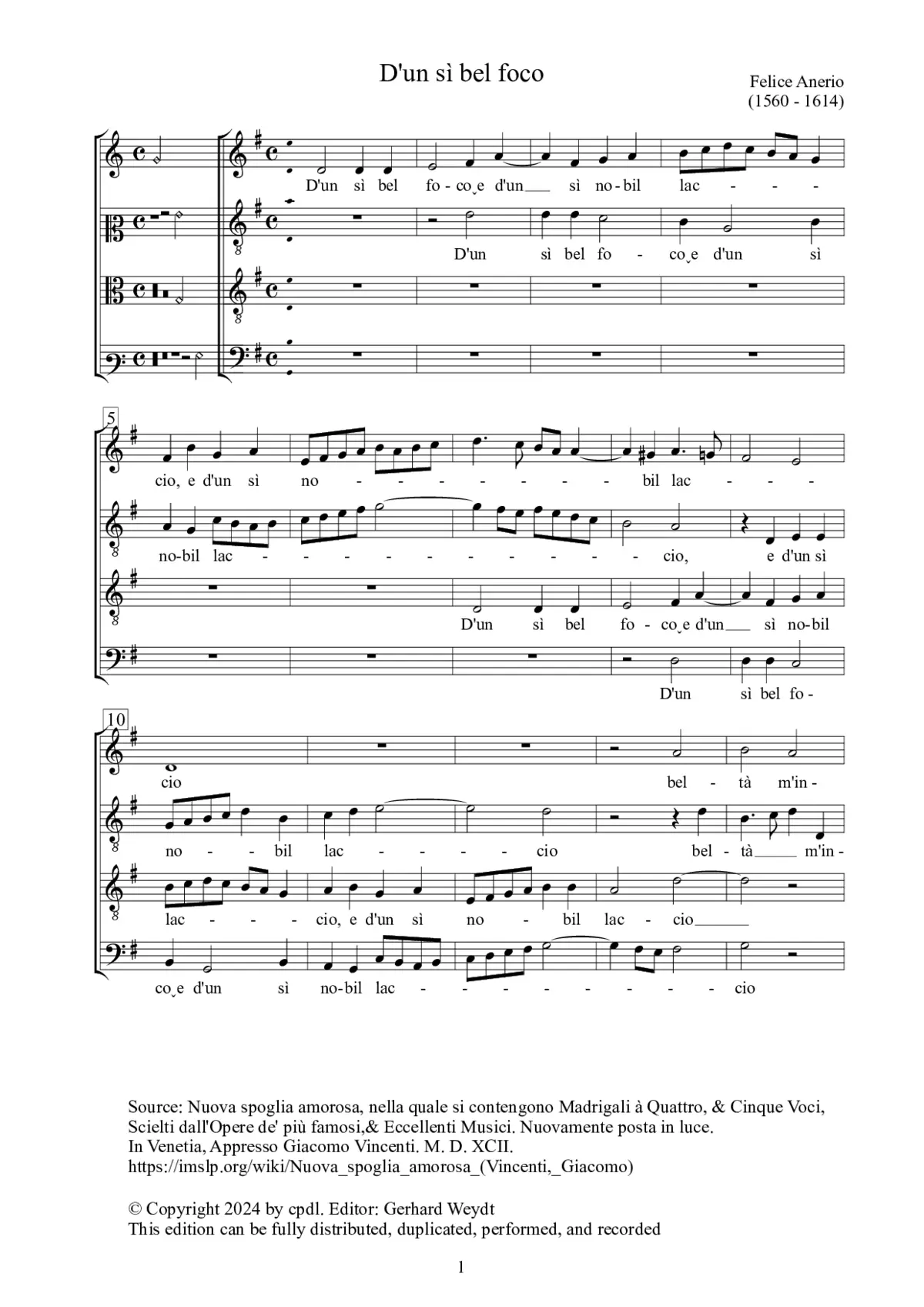 D'un sì bel foco - Page 1